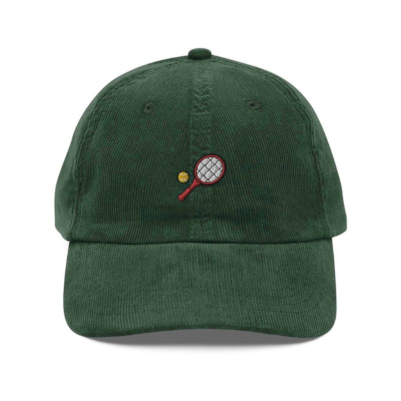 Cap Tennis Embroidered Handmade Green