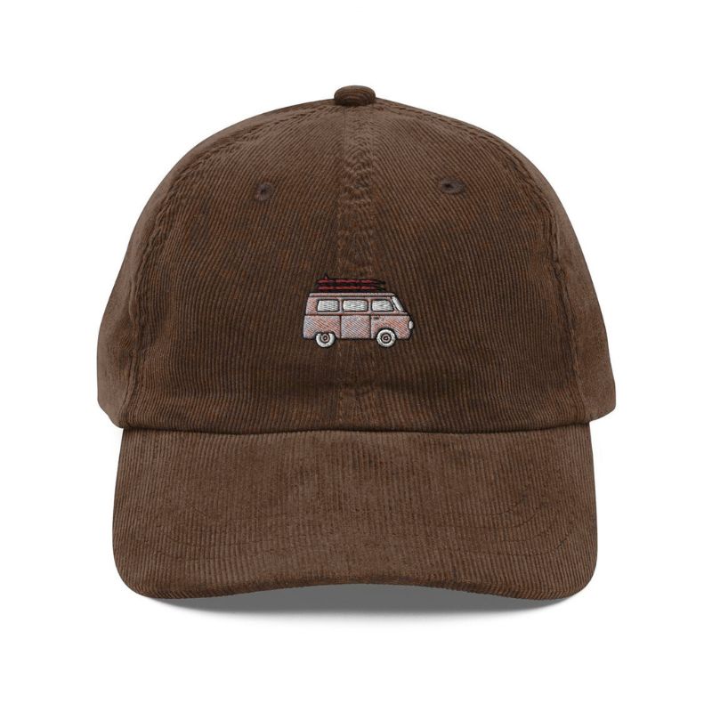Cap Van Camper Embroidered Handmade Brown